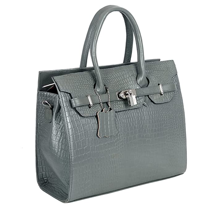 HAYAT Leather Accessories Full-Grain Natural Cro Leather Top-Handle satchel Tote Handbags & Shoulder Sling Bags For Women Office Branded Stylish Latest Size- L-12 X H-10.5 x W- 4.5 Inch-P