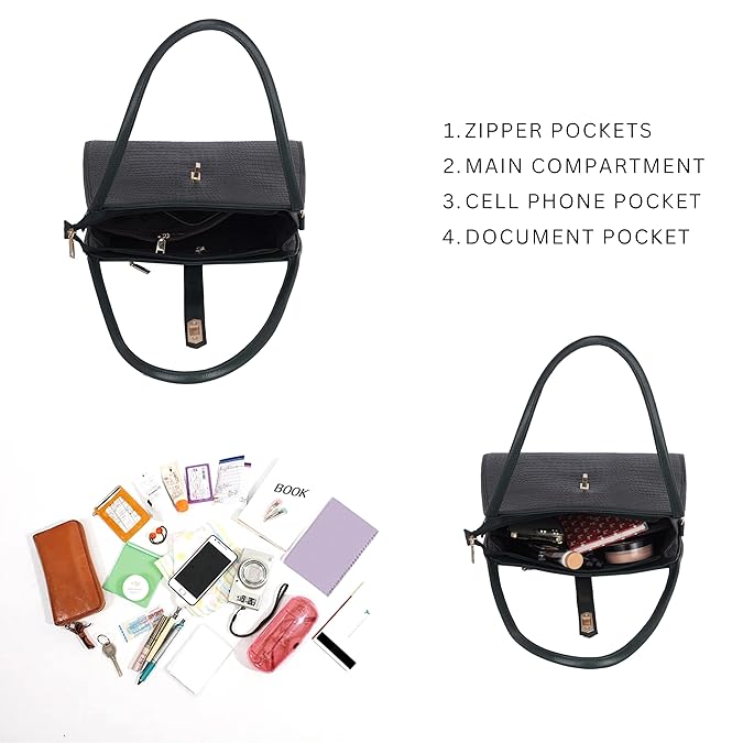 Croco Leather Handbag - TURN LOCK