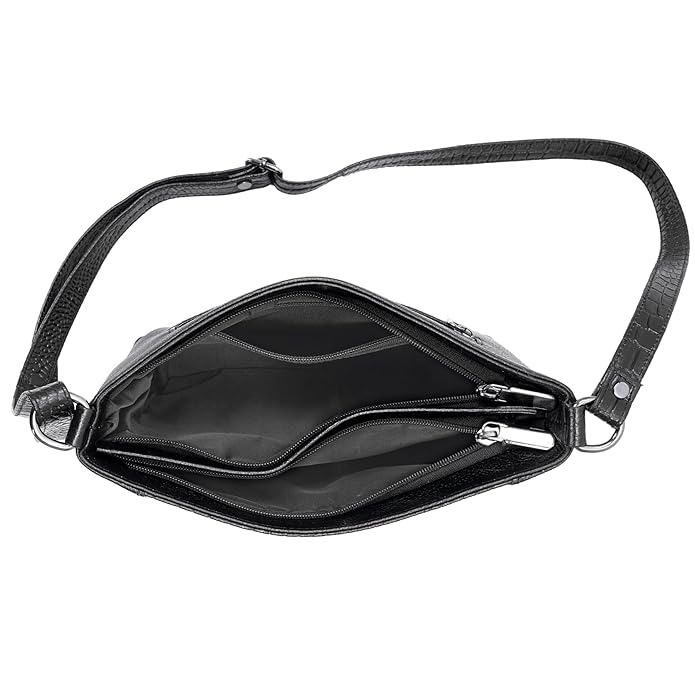 Leather Sling Bag for Women - Zip Top