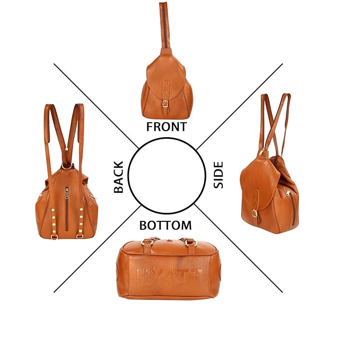 Women's Leather Backpack - 2 in 1