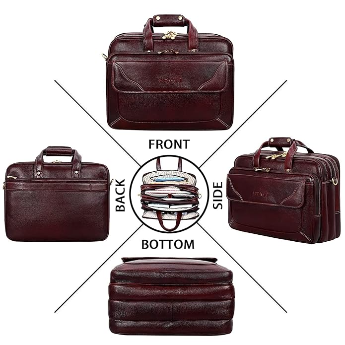 Leather Office Bag - White Trace