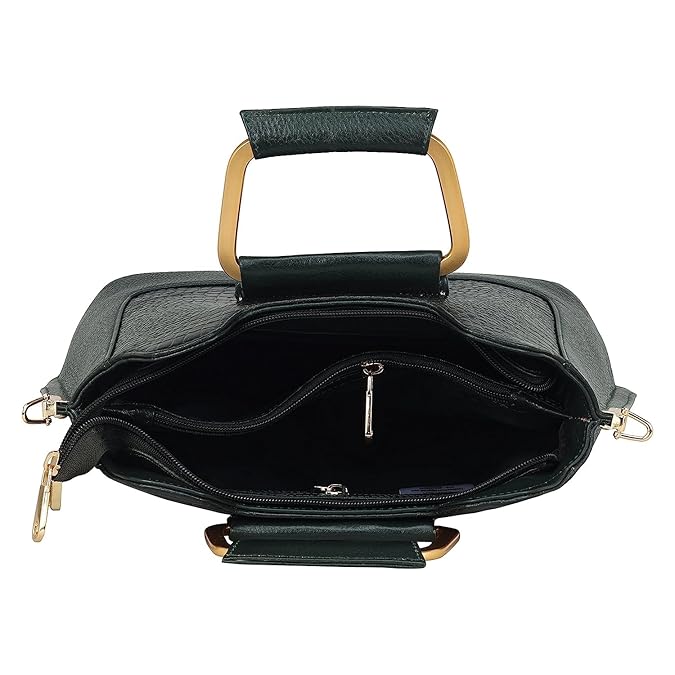 Leather Satchel Handbag - Trapezoid