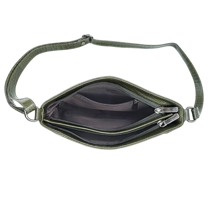 Leather Sling Bag for Women - Zip Top