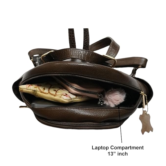 Leather Laptop Backpack - Convertible