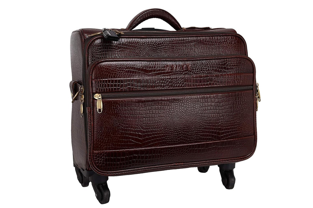 Leather Laptop Roller Trolley - The Ridgeway