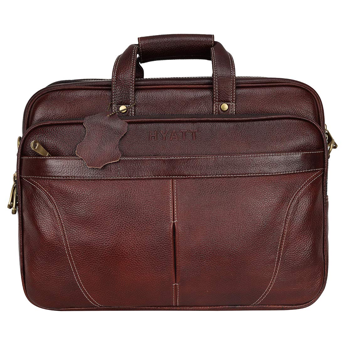 HAYAT 16 Inch Expandable Natural Leather Laptop Briefcase