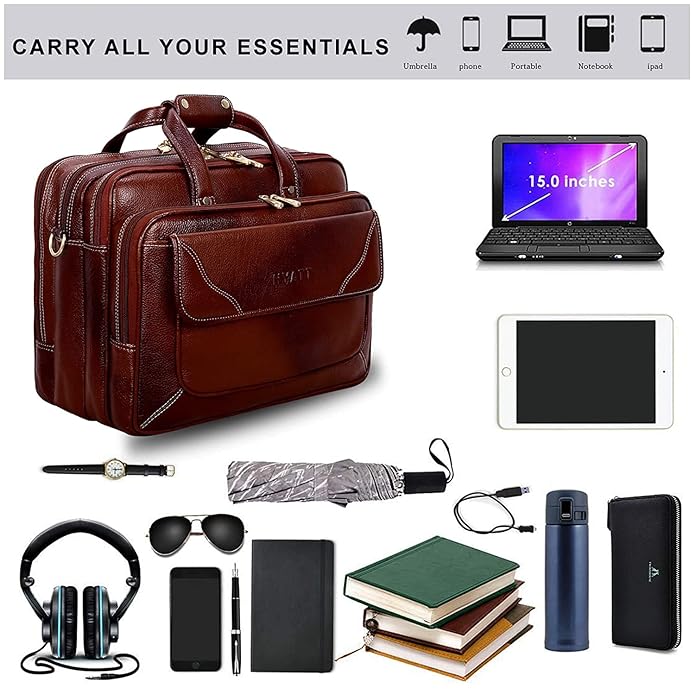 Leather Office Bag - White Trace