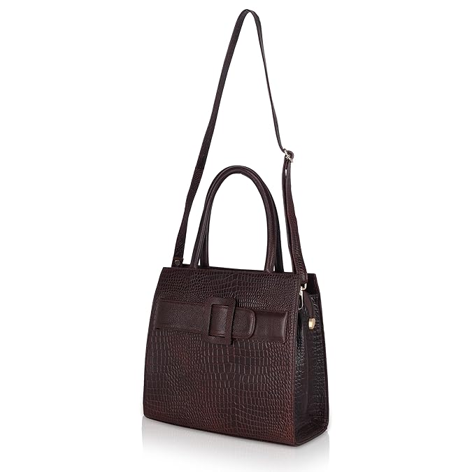 Croco Leather Handbag - Buckle Harmass