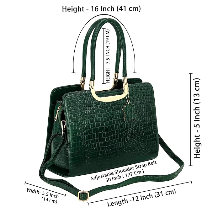 Croco Leather Handbag - The Milano