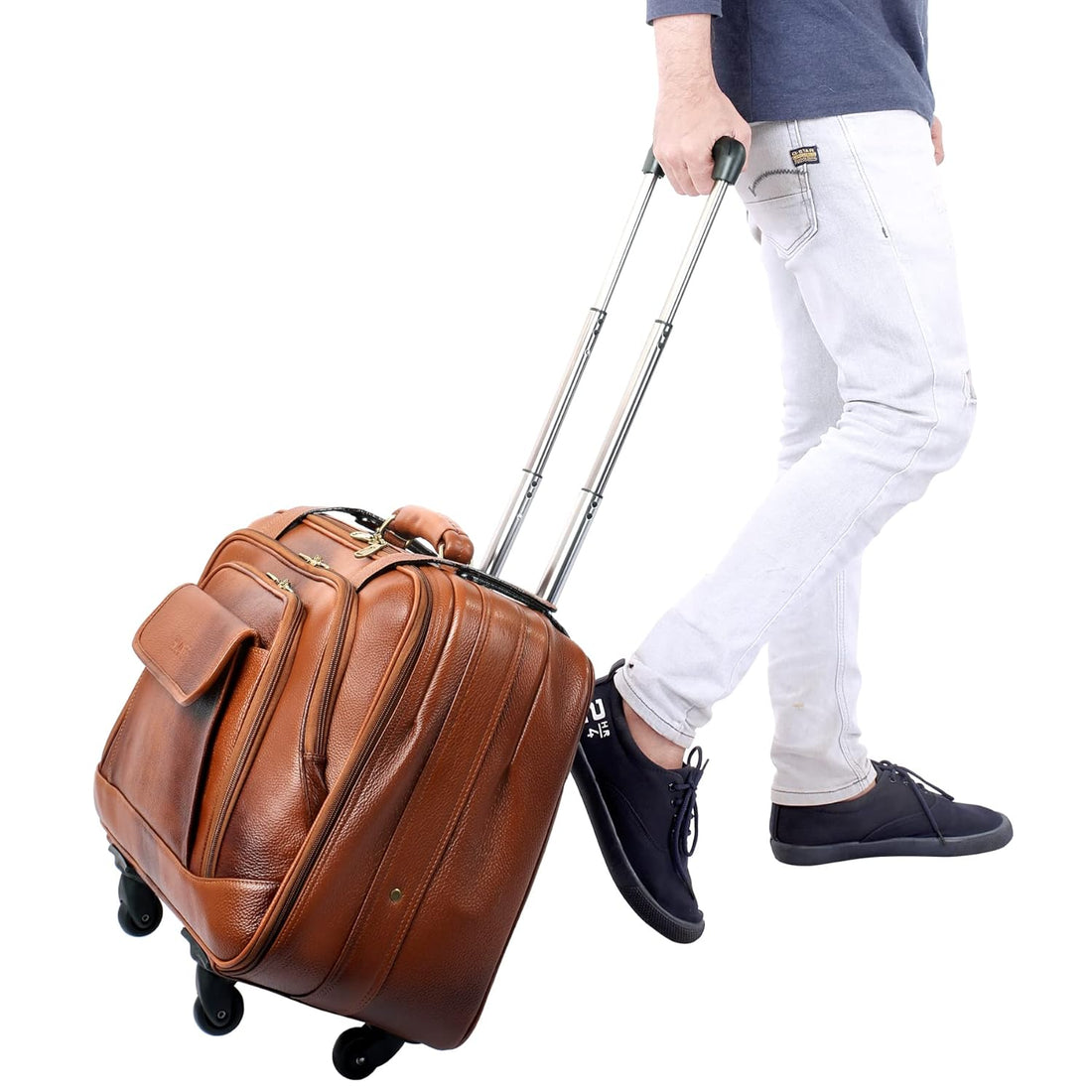 Leather Laptop Roller Trolley - The Overnighter