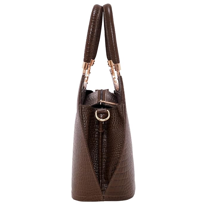 Croco Leather Handbag - BUCKET