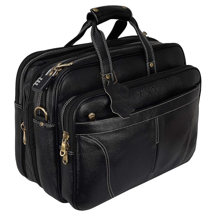 Leather Expandable Bag - Stitch Line