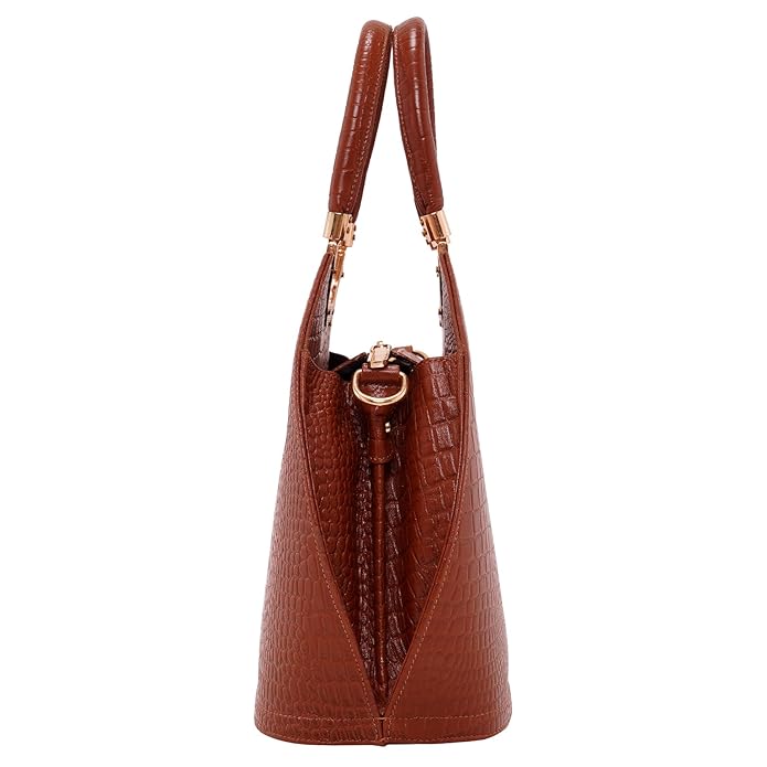 Croco Leather Handbag - BUCKET