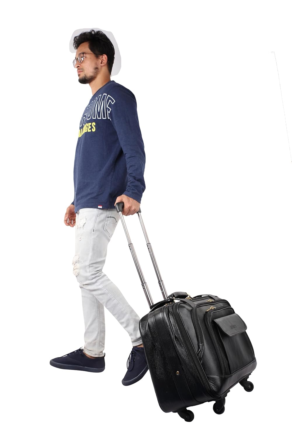 Leather Laptop Roller Trolley - The Overnighter