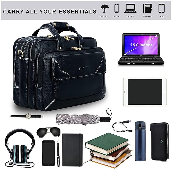 Leather Office Bag - White Trace