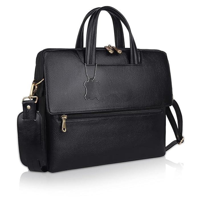 Leather Laptop Bag - Double Flap