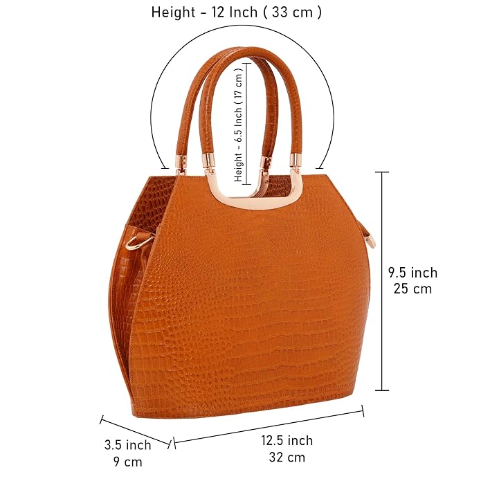 Croco Leather Handbag - BUCKET