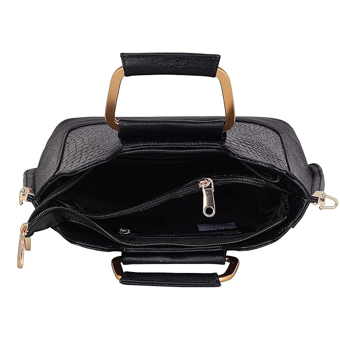 Leather Satchel Handbag - Trapezoid