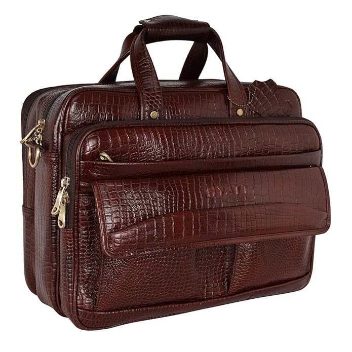 Leather Laptop Briefcase - Time Traveller