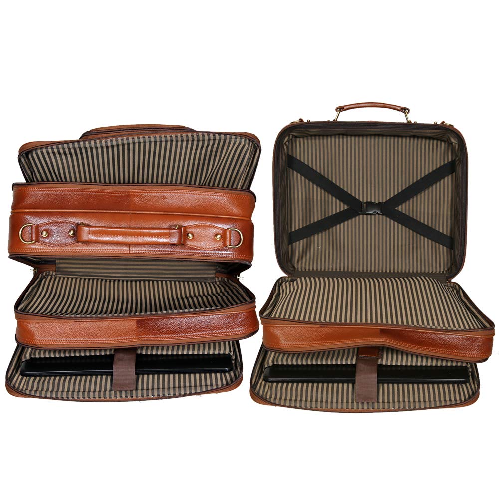 Leather Laptop Roller Trolley - Dual Roller