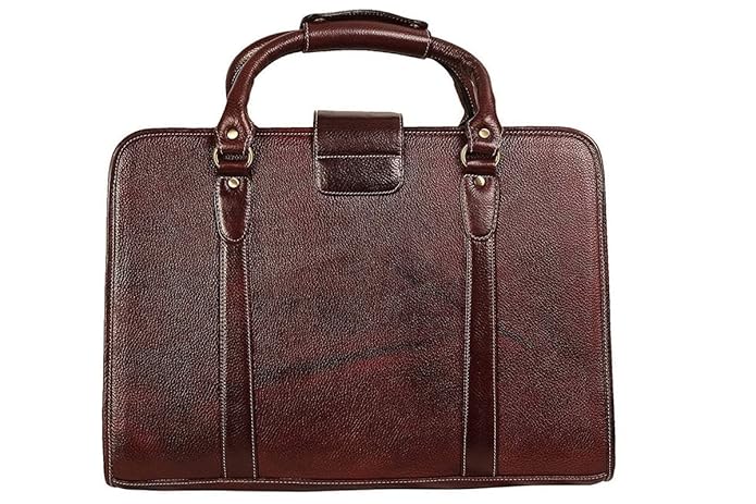 Leather Laptop Briefcase - Basket