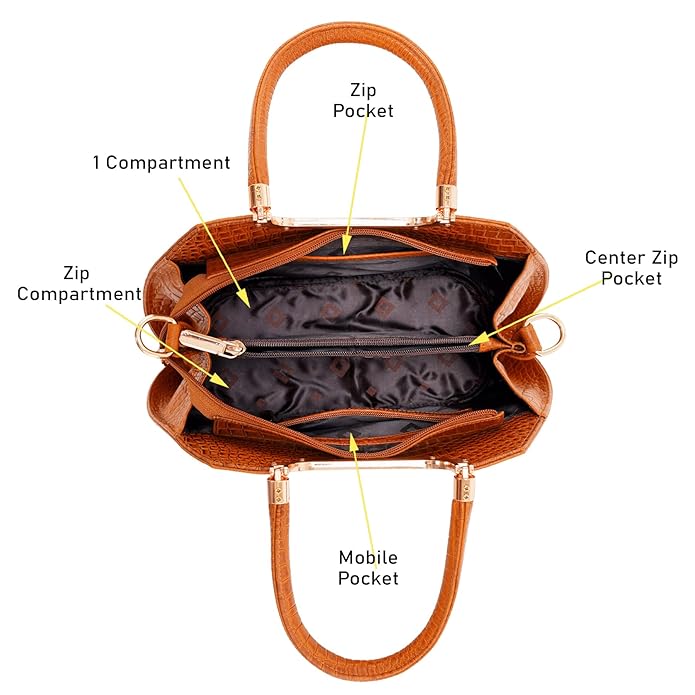 Croco Leather Handbag - BUCKET