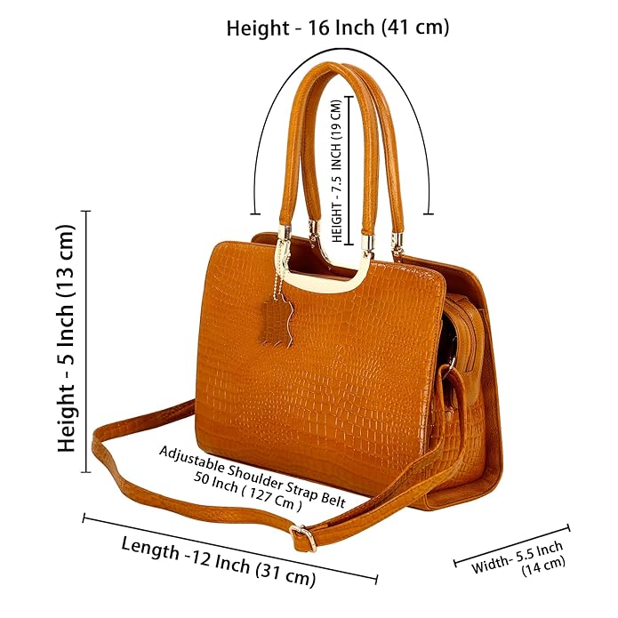 Croco Leather Handbag - The Milano