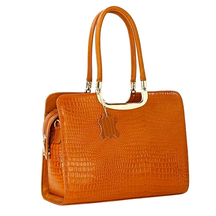 Croco Leather Handbag - The Milano