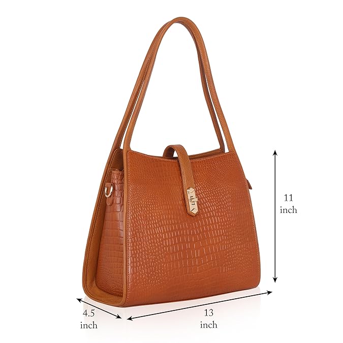 Croco Leather Handbag - TURN LOCK