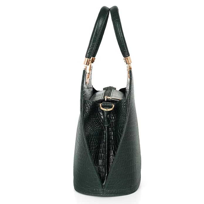 Croco Leather Handbag - BUCKET