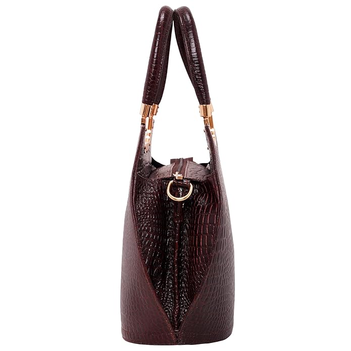 Croco Leather Handbag - BUCKET