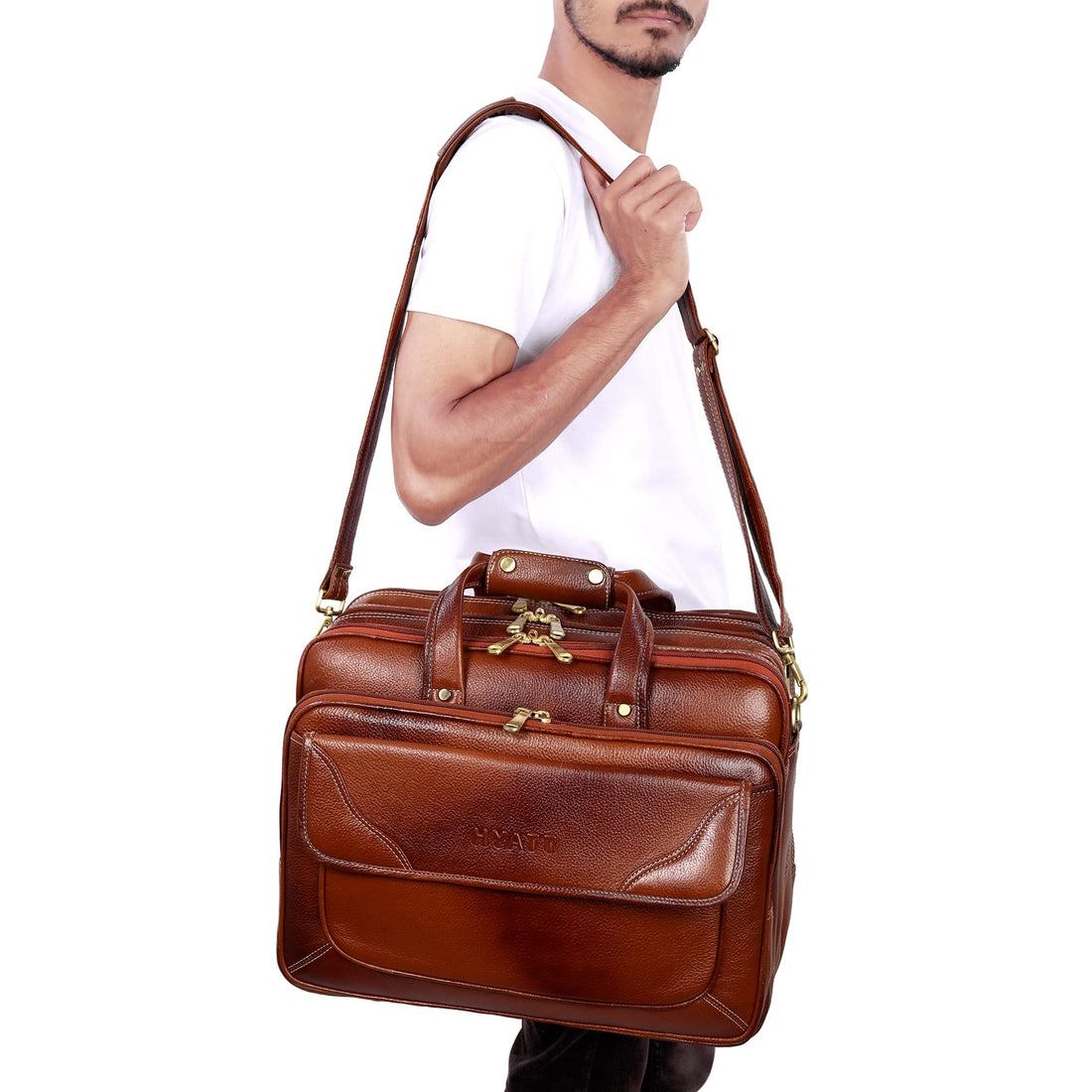 HAYAT Leather Accessories 16 Inch Men's Leather Briefcase Laptop Office Bag