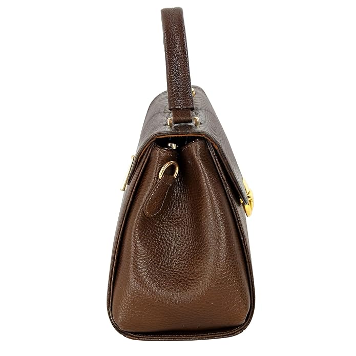 Compact Leather Handbag Bag - Push Lock