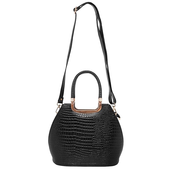 Croco Leather Handbag - BUCKET