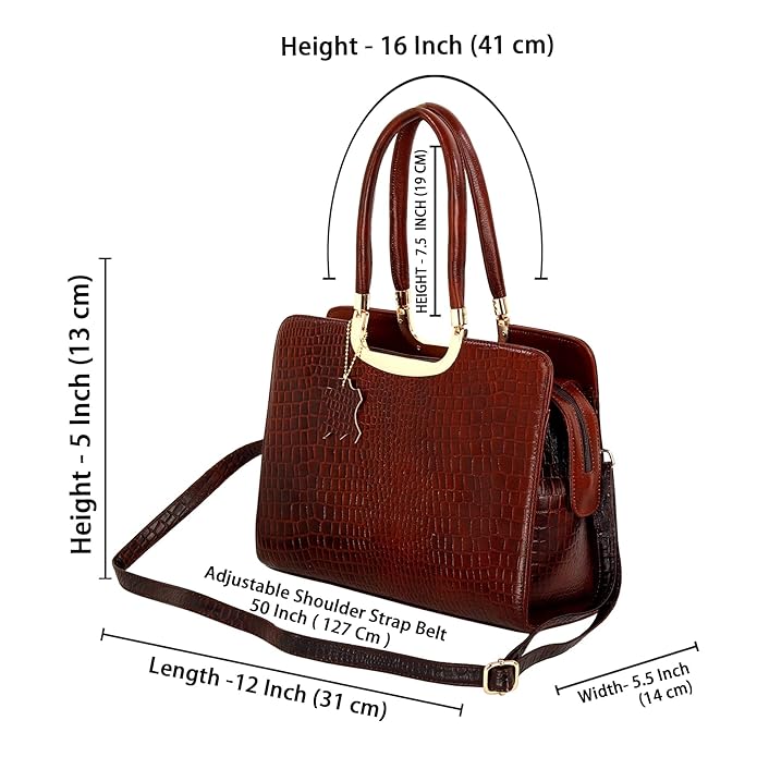 Croco Leather Handbag - The Milano