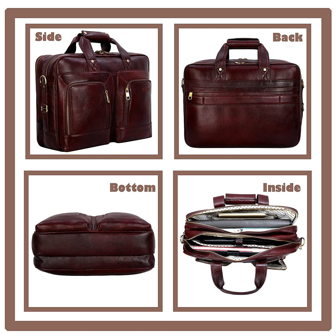 HAYAT Leather Accessories 24 litres Full Grain Natural Leather Briefcase Messenger & Shoulder Bags