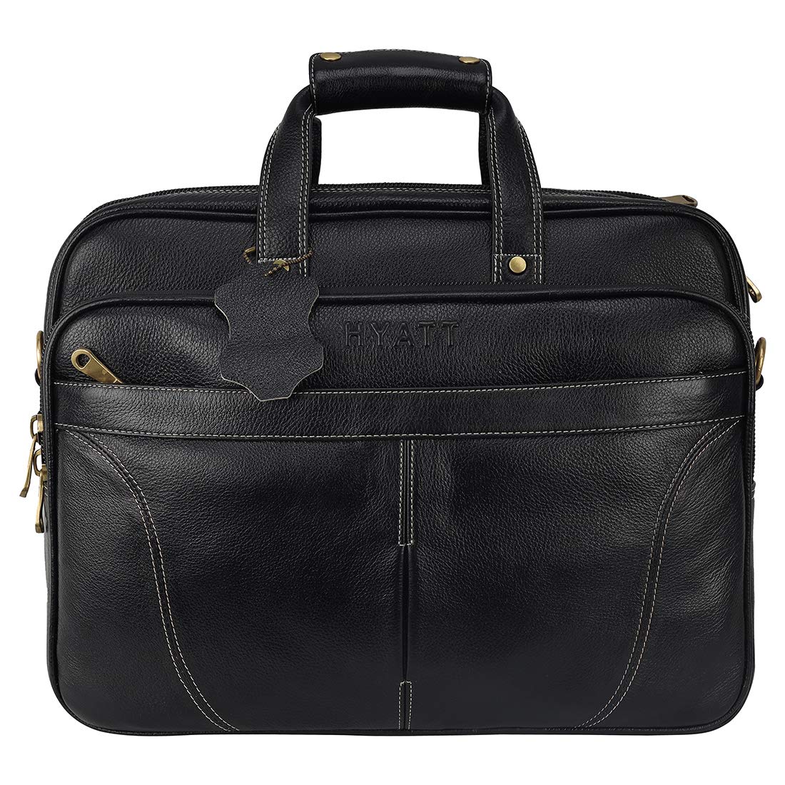HAYAT 16 Inch Expandable Natural Leather Laptop Briefcase