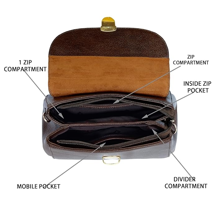 Compact Leather Handbag Bag - Push Lock