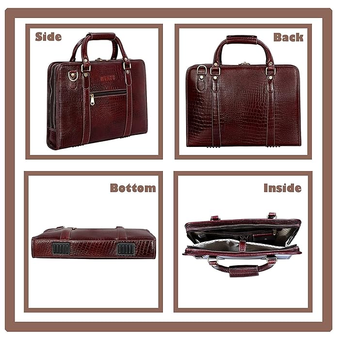 Leather Laptop Bag - Slim Basket