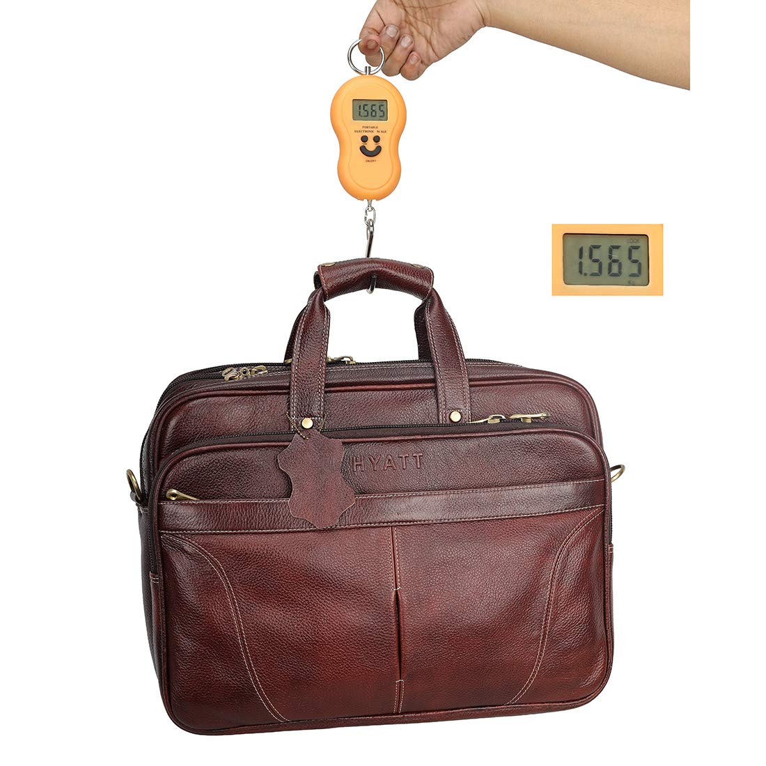 HAYAT 16 Inch Expandable Natural Leather Laptop Briefcase