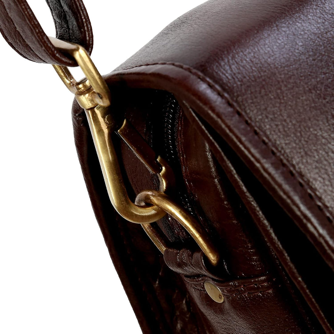 Leather Laptop Briefcase - Vertical Lock