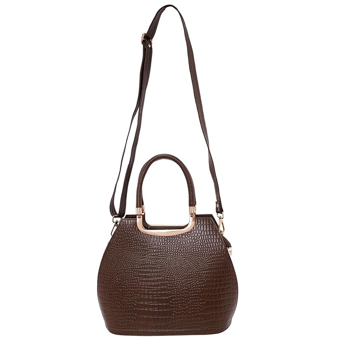Croco Leather Handbag - BUCKET