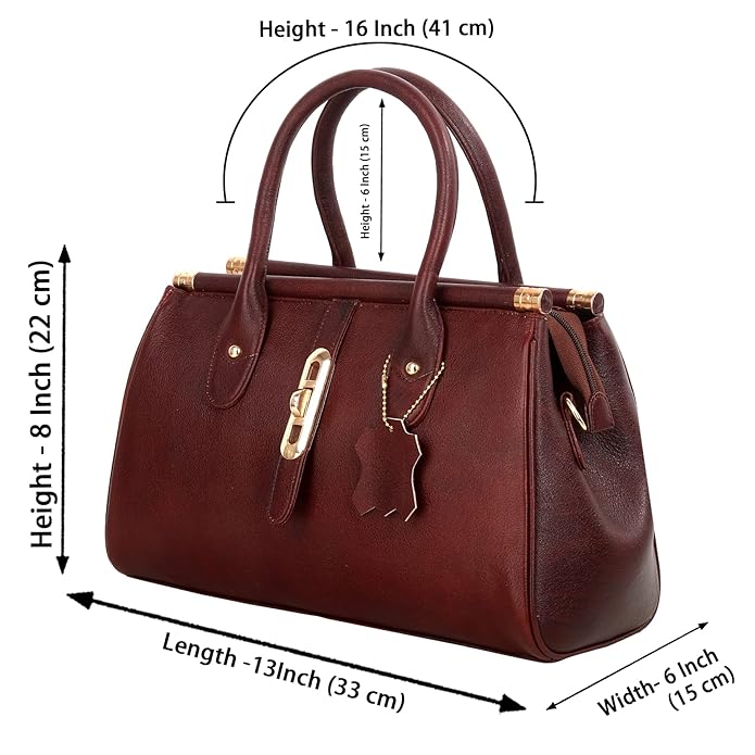 Leather Satchel Handbag - The Elegant