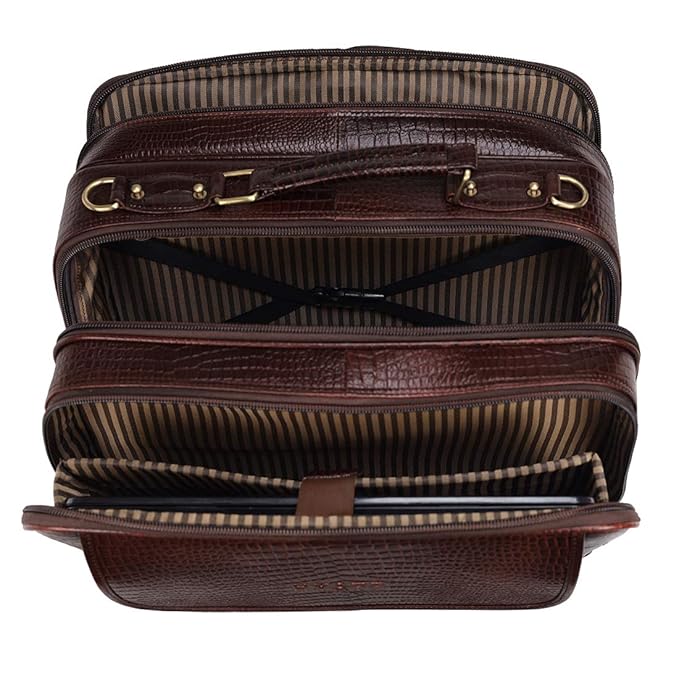 Leather Laptop Roller Trolley - Dual Roller