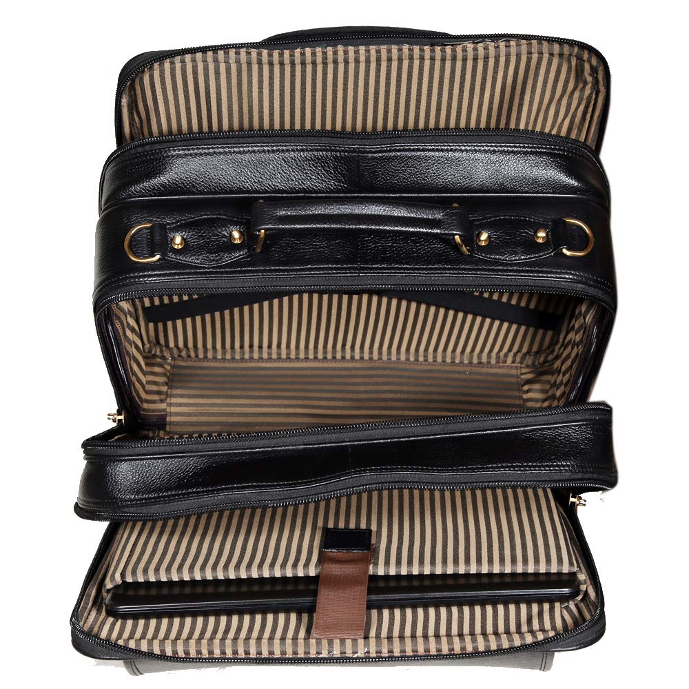 Leather Laptop Roller Trolley - Dual Roller