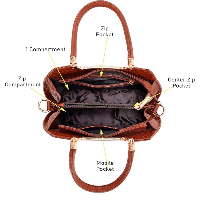 Croco Leather Handbag - BUCKET