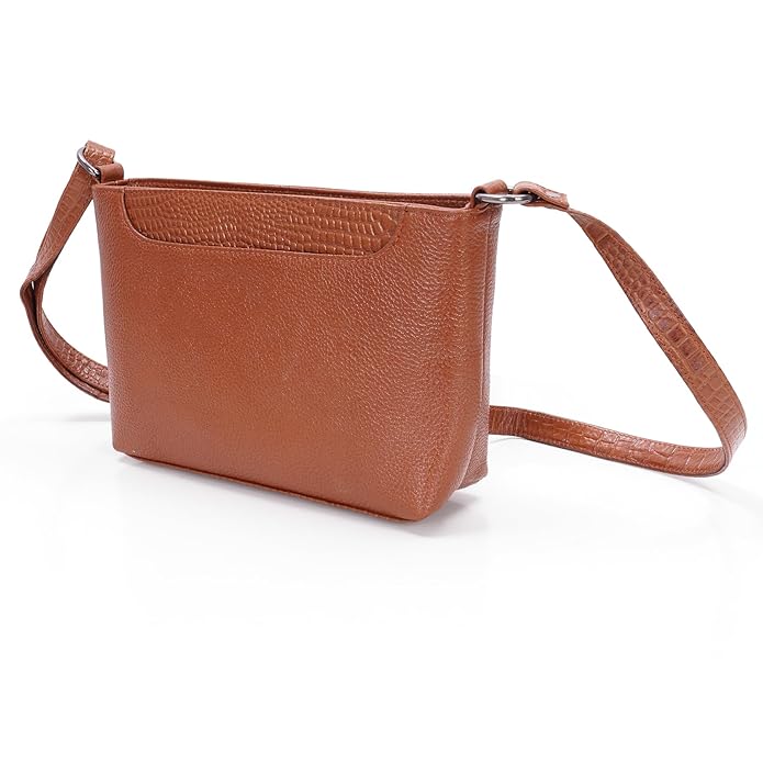 Leather Sling Bag for Women - Zip Top