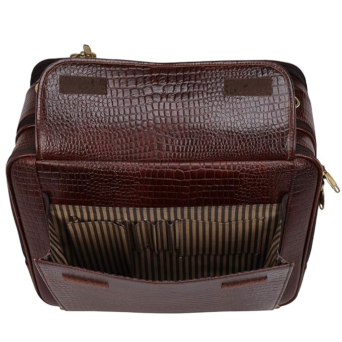 Leather Laptop Roller Trolley - Dual Roller