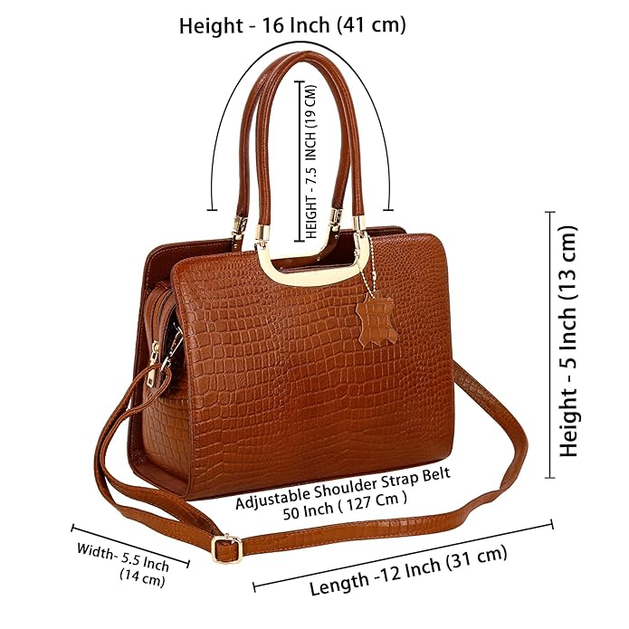 Croco Leather Handbag - The Milano