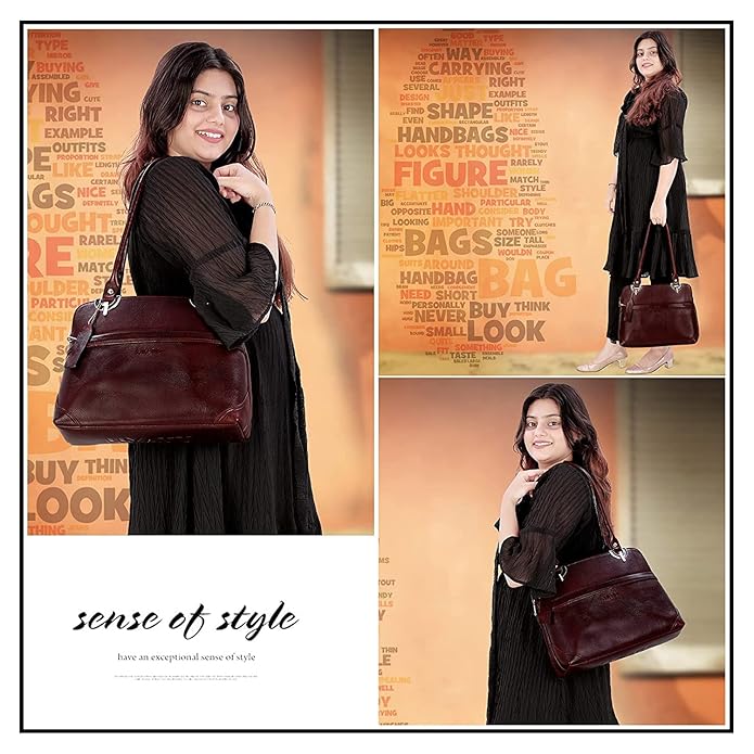 Leather Shoulder Bag - Elegant